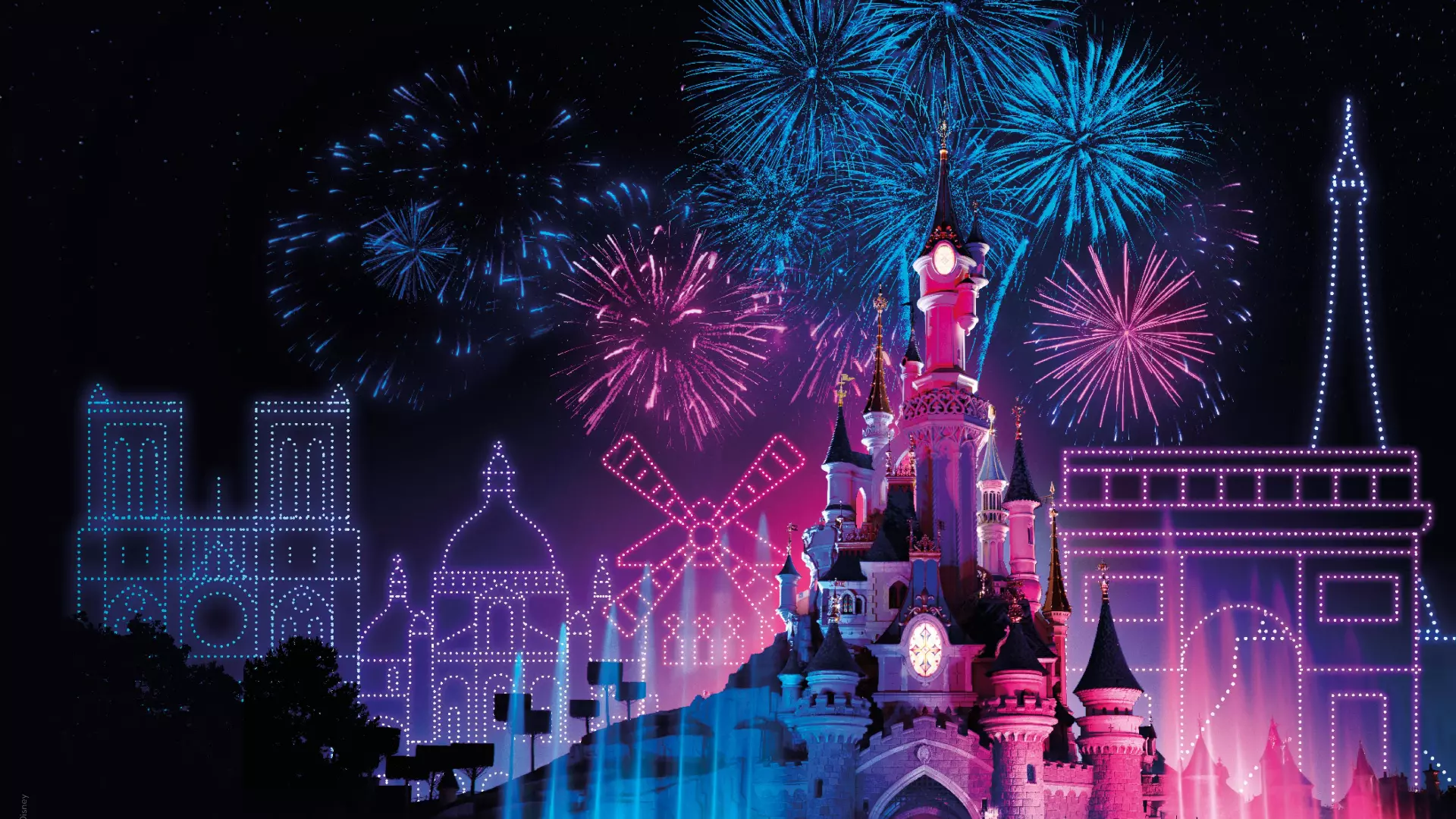 Le feu d'artifice du 14 juillet - Disneyland Paris